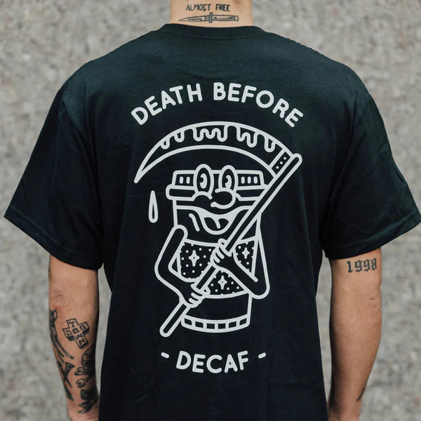 DEATH BEFORE DECAF MASCOT - BLACK