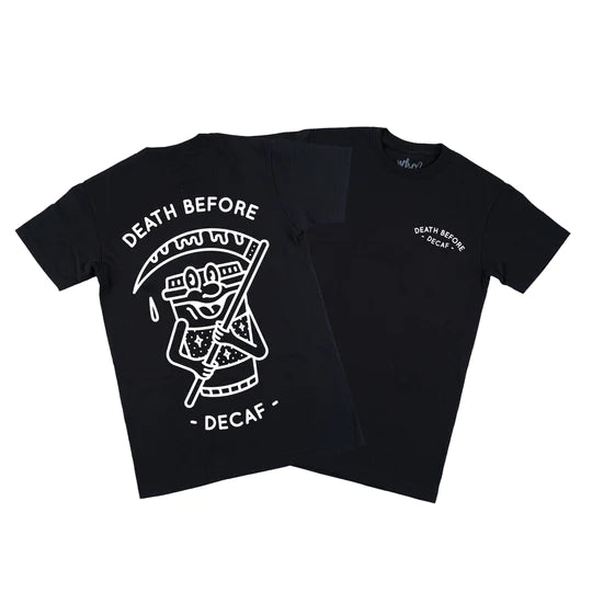 DEATH BEFORE DECAF MASCOT - BLACK